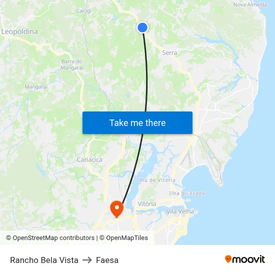 Rancho Bela Vista to Faesa map