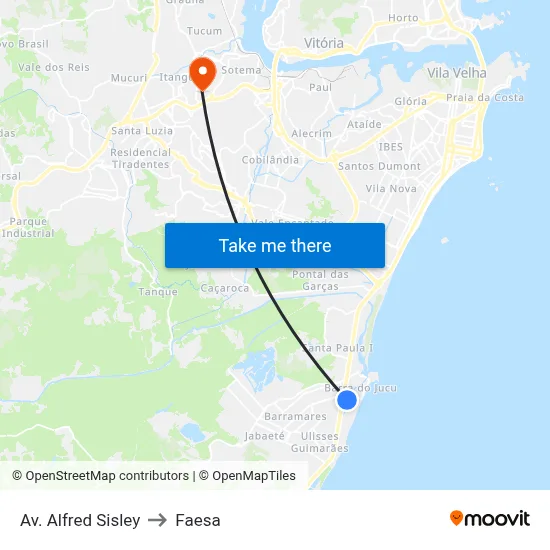 Av. Alfred Sisley to Faesa map