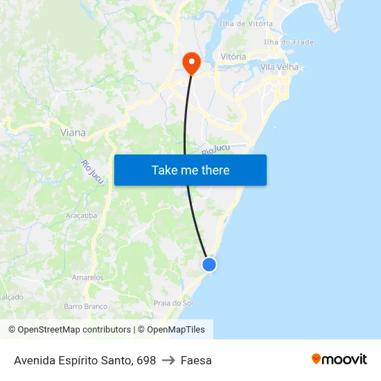 Avenida Espírito Santo, 698 to Faesa map