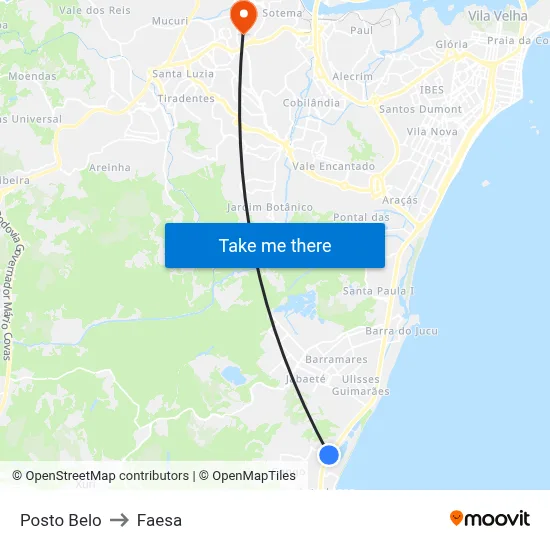 Posto Belo to Faesa map