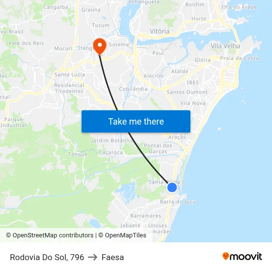 Rodovia Do Sol, 796 to Faesa map