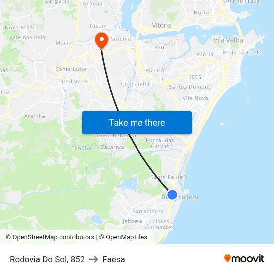 Rodovia Do Sol, 852 to Faesa map