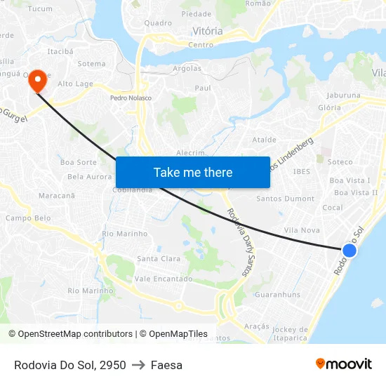 Rodovia Do Sol, 2950 to Faesa map