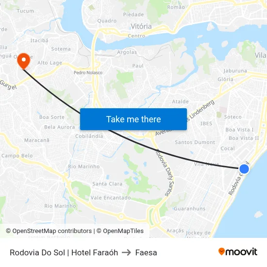 Rodovia Do Sol | Hotel Faraóh to Faesa map