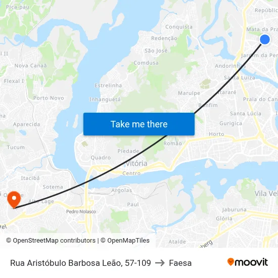 Rua Aristóbulo Barbosa Leão, 57-109 to Faesa map
