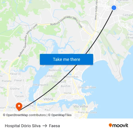 Hospital Dório Silva to Faesa map