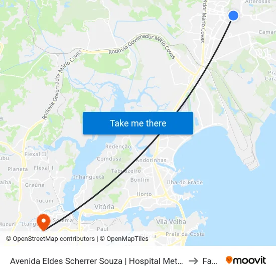 Avenida Eldes Scherrer Souza | Hospital Metropolitano to Faesa map