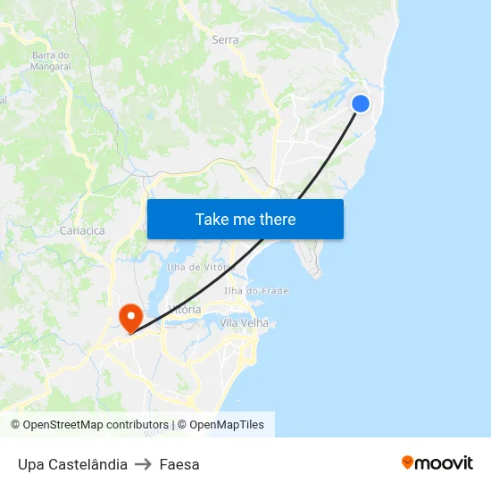 Upa Castelândia to Faesa map
