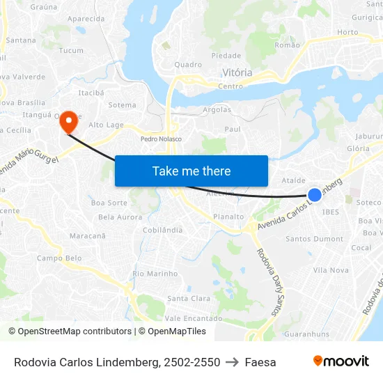 Rodovia Carlos Lindemberg, 2502-2550 to Faesa map