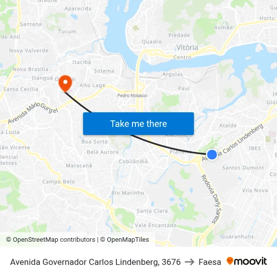 Avenida Governador Carlos Lindenberg, 3676 to Faesa map