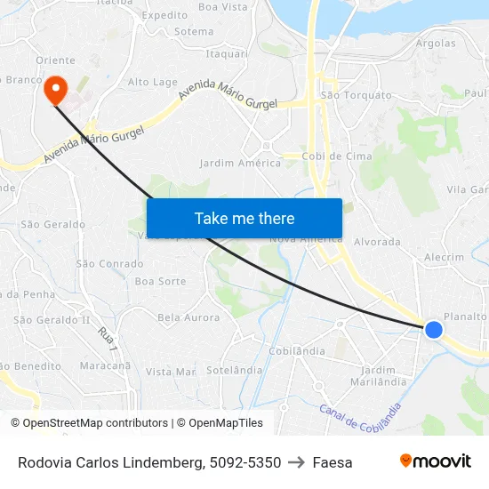Rodovia Carlos Lindemberg, 5092-5350 to Faesa map