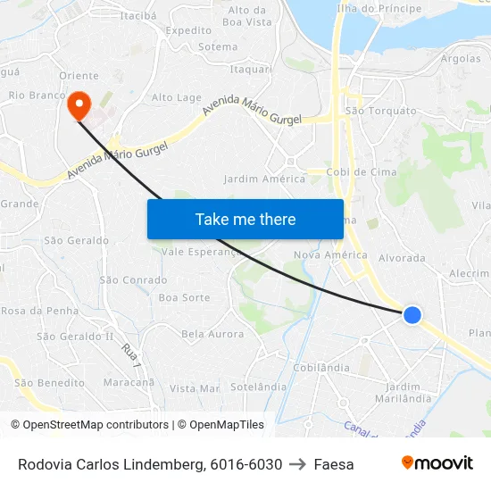 Rodovia Carlos Lindemberg, 6016-6030 to Faesa map