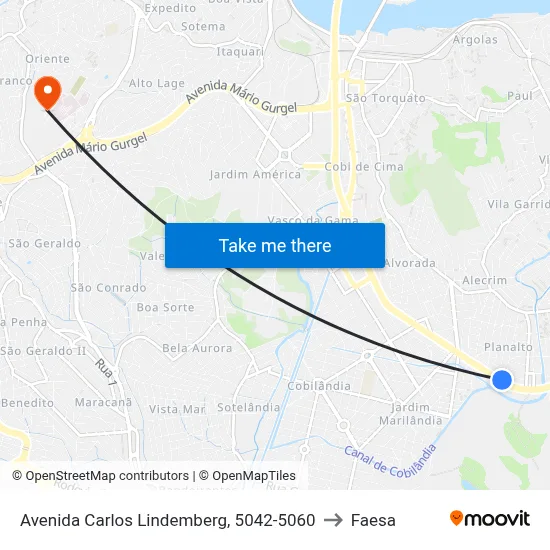Avenida Carlos Lindemberg, 5042-5060 to Faesa map