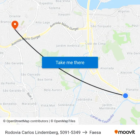 Rodovia Carlos Lindemberg, 5091-5349 to Faesa map