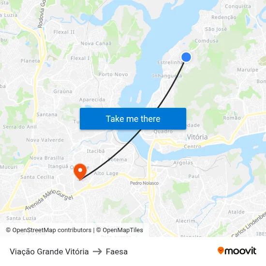 Viação Grande Vitória to Faesa map