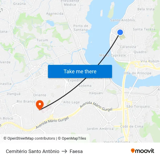 Cemitério Santo Antônio to Faesa map