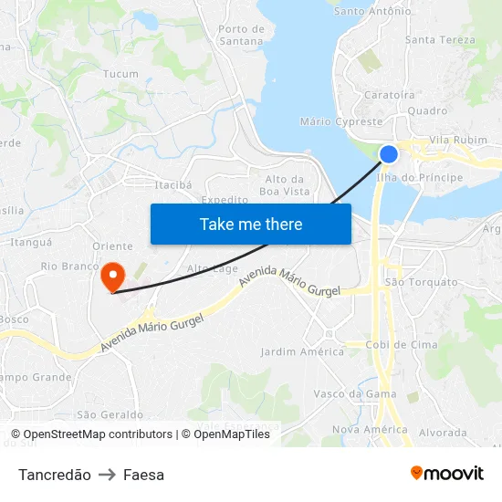 Tancredão to Faesa map