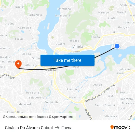 Ginásio Do Álvares Cabral to Faesa map
