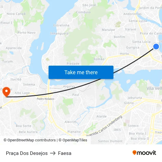 Praça Dos Desejos to Faesa map