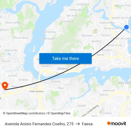 Avenida Anísio Fernandes Coelho, 275 to Faesa map
