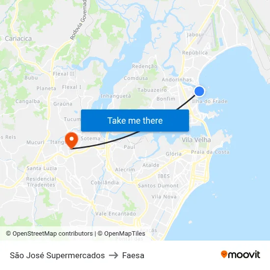 São José Supermercados to Faesa map