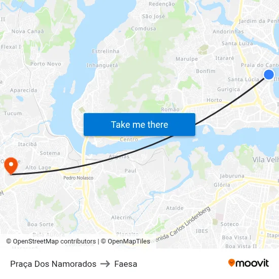 Praça Dos Namorados to Faesa map