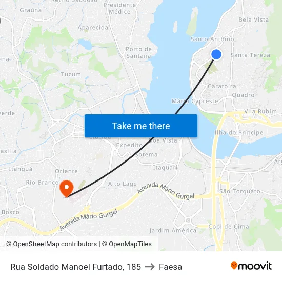 Rua Soldado Manoel Furtado, 185 to Faesa map