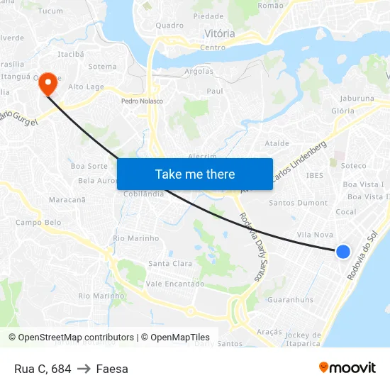 Rua C, 684 to Faesa map