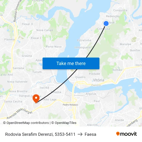 Rodovia Serafim Derenzi, 5353-5411 to Faesa map