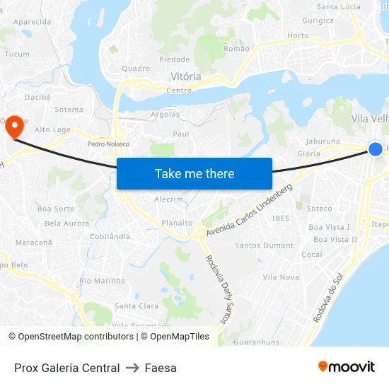 Prox Galeria Central to Faesa map