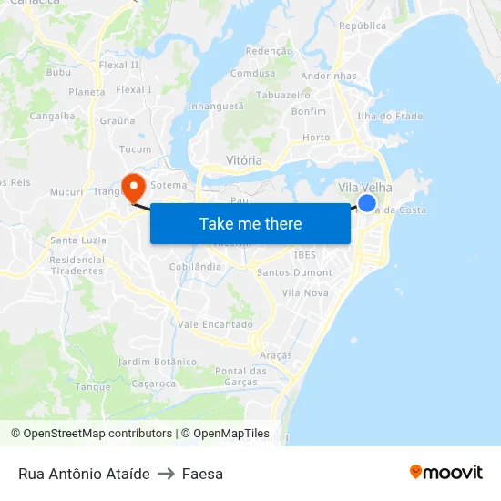 Rua Antônio Ataíde to Faesa map