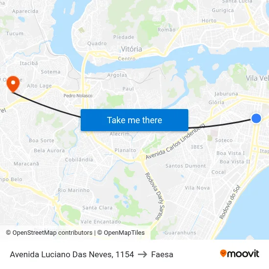 Avenida Luciano Das Neves, 1154 to Faesa map