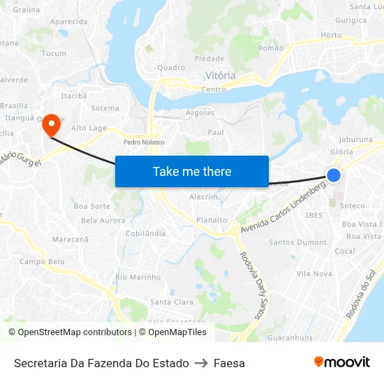 Secretaria Da Fazenda Do Estado to Faesa map