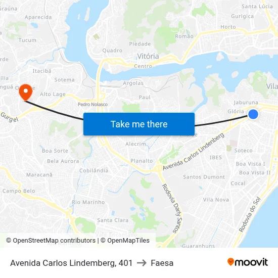 Avenida Carlos Lindemberg, 401 to Faesa map