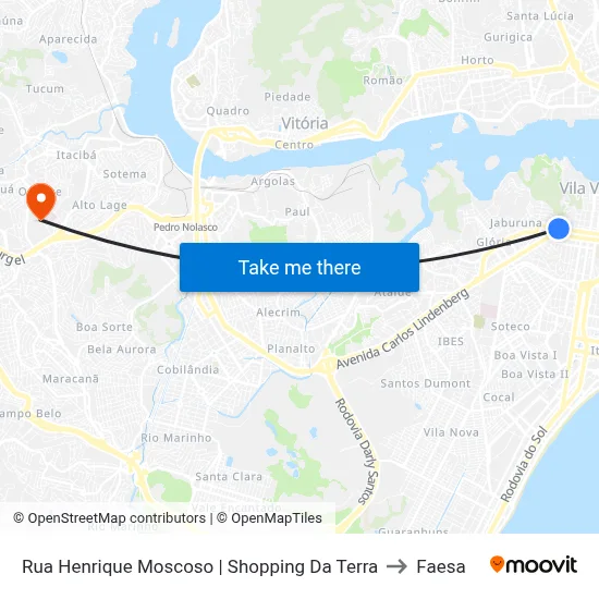 Rua Henrique Moscoso | Shopping Da Terra to Faesa map