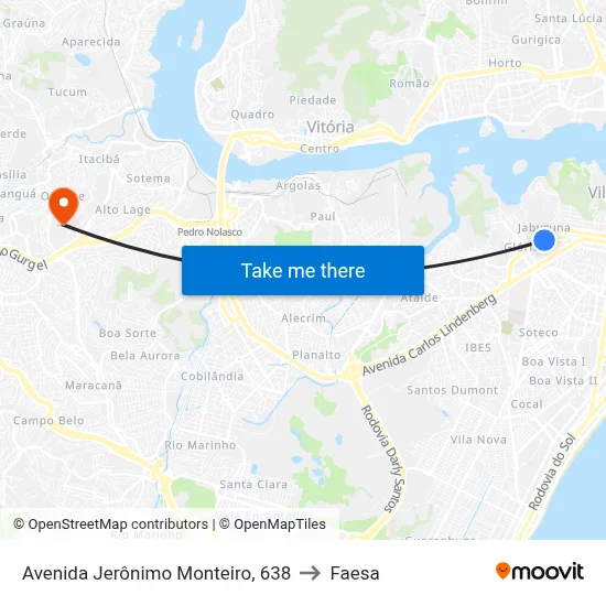 Avenida Jerônimo Monteiro, 638 to Faesa map