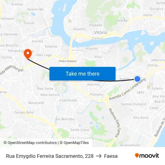 Rua Emygdio Ferreira Sacramento, 228 to Faesa map
