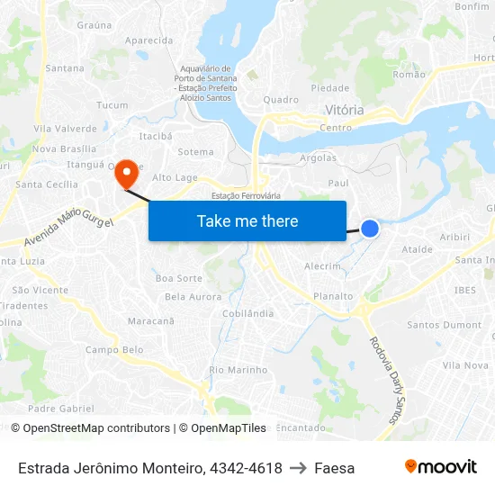 Estrada Jerônimo Monteiro, 4342-4618 to Faesa map