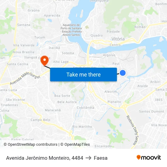 Avenida Jerônimo Monteiro, 4484 to Faesa map