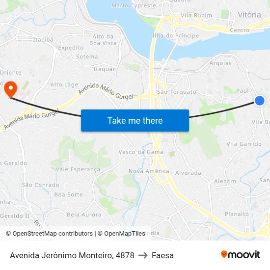 Avenida Jerônimo Monteiro, 4878 to Faesa map