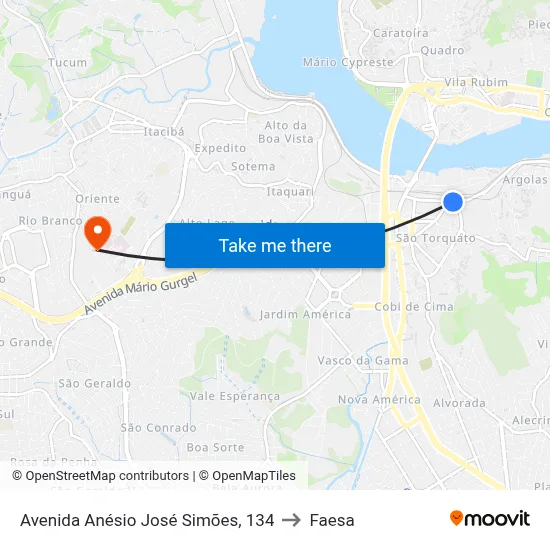 Avenida Anésio José Simões, 134 to Faesa map