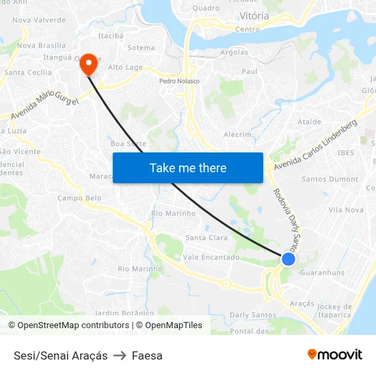 Sesi/Senai Araçás to Faesa map