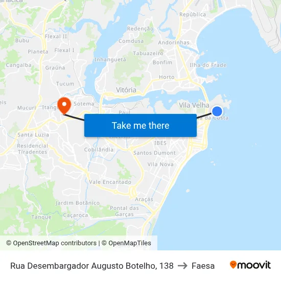 Rua Desembargador Augusto Botelho, 138 to Faesa map