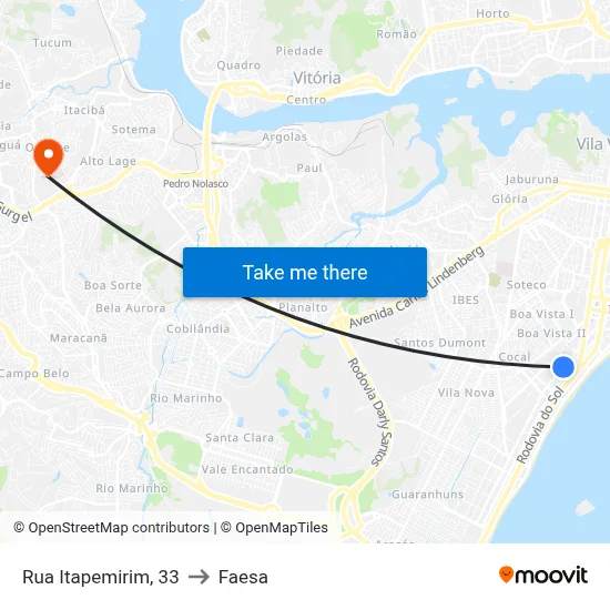 Rua Itapemirim, 33 to Faesa map