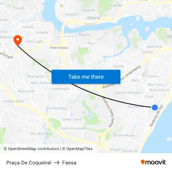 Praça De Coqueiral to Faesa map