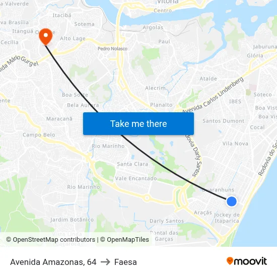 Avenida Amazonas, 64 to Faesa map