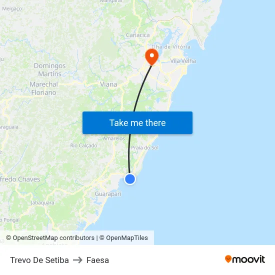 Trevo De Setiba to Faesa map