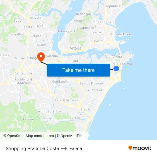 Shopping Praia Da Costa to Faesa map