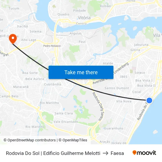 Rodovia Do Sol | Edificio Guilherme Melotti to Faesa map
