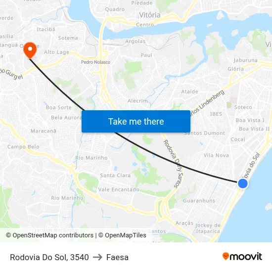 Rodovia Do Sol, 3540 to Faesa map